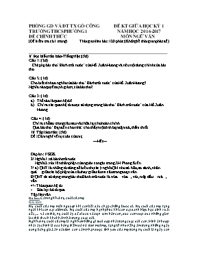 Đề kiểm tra giữa học kì I Ngữ văn lớp 7 - Năm học 2016-2017 - Trường THCS Phường 1